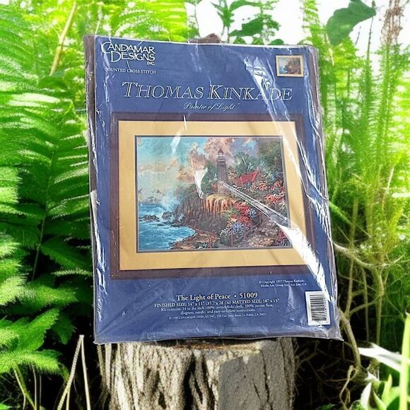 Thomas Kinkade Cross Stitch Kit The Light of Peace 51009 Candamar Lighthouse Vtg - Picture 14 of 16